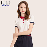ELLE Active 通勤运动polo衫t恤女 2023夏季新款休闲显瘦短袖上衣