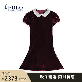 Polo Ralph Lauren 拉夫劳伦 女童 蕾丝饰边天鹅绒连衣裙RL40874 600-红色 10