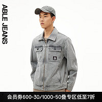 ABLE JEANS 24春摩登水洗复古翻领舒适牛仔越野夹克外套男士 烟灰 S