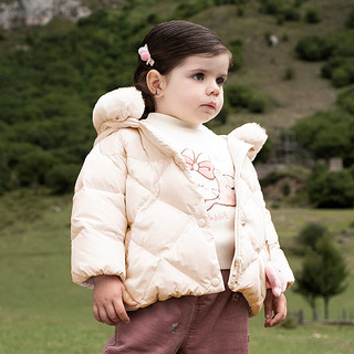 戴维贝拉（DAVE＆BELLA）女童羽绒服三防儿童上衣保暖宝宝衣服加厚小童外套冬装外衣 粉色 130cm（身高120-130cm）
