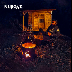 NURGAZ 户外篝火炉取暖晚会火盆围炉煮茶铸铁烤火盆烧柴木炭炉圆形烽火桶