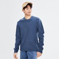 GIORDANO 佐丹奴 坑纹毛织纯色秋冬男上衣圆领套头针织衫男款 毛衣