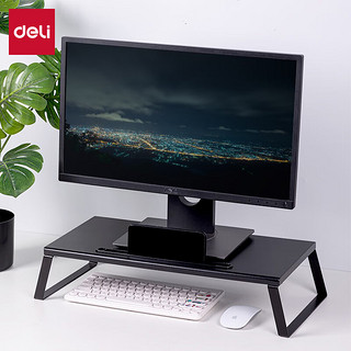 得力（deli）显示器支架 显示器增高架电脑桌散热架 台式简易长条桌黑色 90002