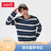 Baleno 班尼路 秋冬长袖T恤男潮流日系条纹宽松棉质上衣时尚舒适百搭上衣 B25 M