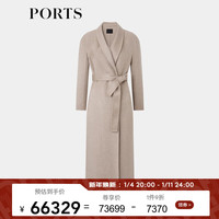 PORTS宝姿女装气质复古系带砂砾驼色挺阔羊绒大衣 砂砾驼色 2