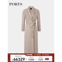 PORTS宝姿女装气质复古系带砂砾驼色挺阔羊绒大衣 砂砾驼色 6