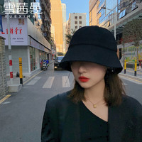 雪茜曼（XUEXIMAN）帽子女黑色直筒水桶渔夫帽女薄款遮脸遮阳防晒帽子