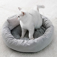 茨格曼 猫窝冬季加绒保暖猫床四季通用猫咪垫子可拆洗宠物窝 灰色M