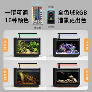 BIOZYM 百因美 鱼缸客厅无忧换水懒人生态水草中小鱼缸办公室桌面小型造景水族箱 生态小鱼缸（白色）+定时多彩灯