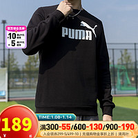 PUMA 彪马 卫衣男 春秋加绒保暖运动服跑步透气舒适休闲针织圆领套头衫 682722-01/加绒保暖 XS