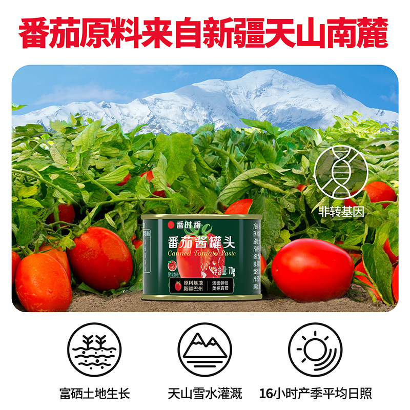 番时番新疆番茄酱罐头无添加剂0脂肪西红柿调料家用小包装70g*5罐