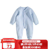 Kordear 婴儿衣服新生儿宝宝纯棉连体衣春秋款冬季外穿保暖连脚满月哈衣男女夹棉0-3个月长袖爬服 蓝色 73cm