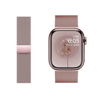 KMaxAI 适用苹果手表S9米兰尼斯表带 Ultra 2/1代不锈钢磁吸手表带Apple watch SE/8/7/6/5金属创意磁扣 粉色