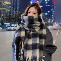觅宿 围巾秋冬款女款高级感冬季新款仿羊绒格子虞书欣同款披肩