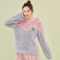 都市丽人 COSMO LADY北极绒双面加厚防风保暖睡衣女秋冬连帽撞色家居服套装
