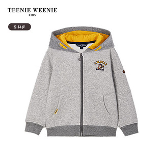 Teenie Weenie Kids小熊童装男童连帽银狐绒开衫卫衣 中灰色 150cm