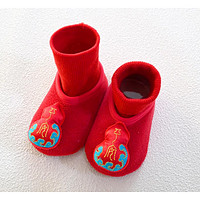 贝肽斯红色婴儿鞋袜秋冬款宝宝新生儿新年周岁加厚防滑棉学步鞋S 平安 140mm 脚长12.5-13cm