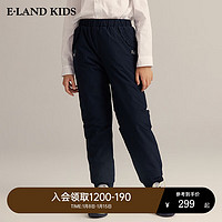 E·LAND KIDS童装冬季女童甜美花边休闲运动束脚棉裤 Navy藏青色/59 130cm