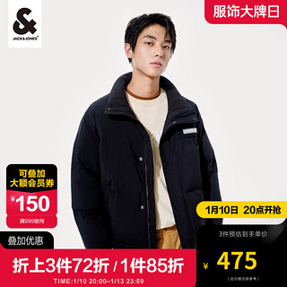 杰克·琼斯（JACK&JONES）秋季男装潮流宽松棉衣短款立领棉袄棉夹克外套棉服保暖男 黑色-E40 185/104A/XL