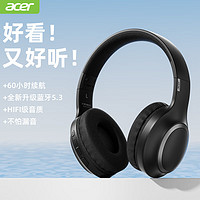 acer 宏碁 OHR300头戴式无线蓝牙耳机 音乐游戏运动通话降噪耳机  黑色