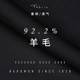 培罗蒙（BAROMON）92.2%羊毛西服套装男黑色修身男士西装整套 黑底蓝色 (上衣175B)(西裤码数请备注)