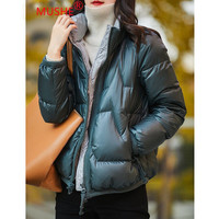 慕舍（mushe）轻奢女装高端小个子短款轻薄羽绒服女秋冬装白鸭绒冬季外套 松石绿 XL 118-135斤