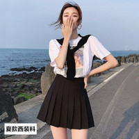 宁蔚百褶裙短裙高腰设计感a字裙显瘦小个子短裙XRZ 黑色 S