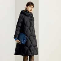 颜域中长款羽绒服女新中式加厚冬装连帽红色面包服外套