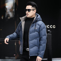 高端羽绒服男短款轻薄保暖连帽冬装休闲时尚男装外套
