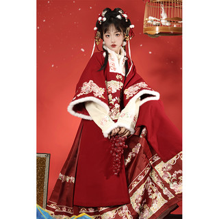 荨茉乐淘淘 原创汉服女明制加绒加厚合领补袍日常马面裙秋冬