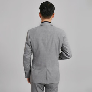 HAIPAIHAOYU 西服套装男商务正装西装修身职业装浅灰色两粒扣婚礼服中开衩 灰色 175/92A