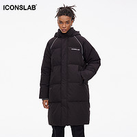 ICONSLAB 包边条连帽长款羽绒服男女保暖冬外套