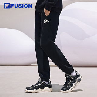 FILA FUSION斐乐潮牌针织长裤男基础时尚休闲裤纯棉 正黑色-BK 165/76A/S