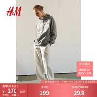 H&M女装卫衣柔软舒适加绒休闲字母图案连帽衫1099646 混灰色/Paris 165/96A