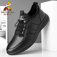 Mexican 稻草人 男鞋休闲鞋皮鞋子男士板鞋运动鞋 114D9689 黑色 39