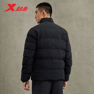 特步（XTEP）立领羽绒服鸭绒保暖外套加厚夹克男上衣 正黑色 2XL