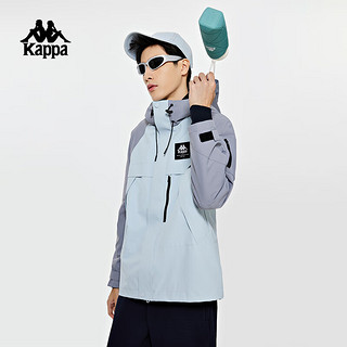卡帕（Kappa）防风衣2023男拼色防水防油休闲外套连帽多口袋长袖 烟熏蓝-8242 M