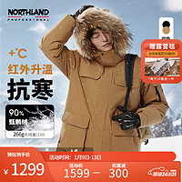 NORTHLAND 诺诗兰 男士羽绒服户外防泼保暖防风连帽90鹅绒外套NDJDT0661E 焦茶色  170/M