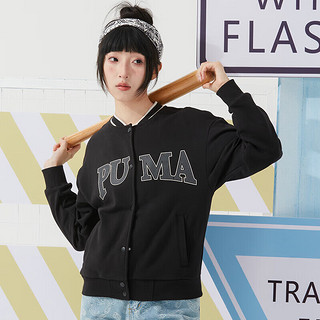 彪马（PUMA）女装夹克 2024春季时尚运动服跑步舒适休闲服上衣外套 682179-01/棒球服/黑色 XS(150/76A)