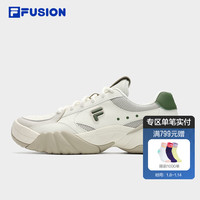 FILA FUSION斐乐潮牌男鞋TRIBE复古潮鞋2024春季休闲鞋老爹鞋 初雪白/雨朦灰色-PR 42