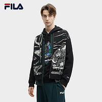 FILA 斐乐男装针织长袖外套2024春时尚满印宽松休闲上衣男 满印一-ZA 170/92A/M