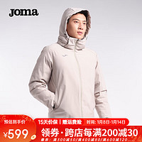 JOMA羽绒服男短款冬季80绒鸭绒运动训练连帽保暖外套男厚款 浅灰 L