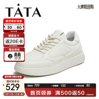 TATA 他她 厚底休闲小白鞋男士时尚百搭简约板鞋2024春OCB01AM4 白色 40