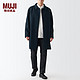  MUJI 無印良品 无印良品 MUJI 男式 羊毛混 短外套 毛呢大衣 ADF02C2A 深藏青色 L　