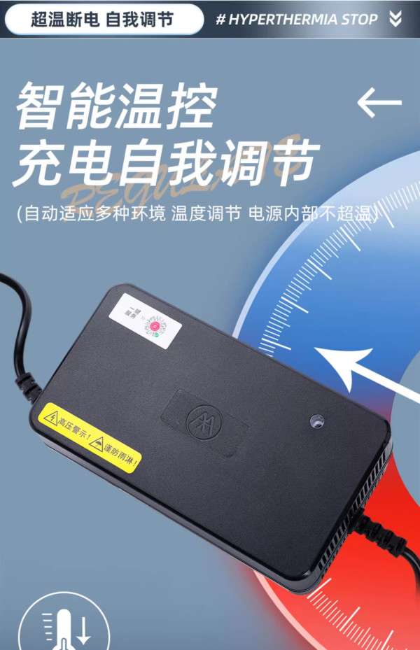 爱玛电动车充电器快充铅酸锂电池电瓶车充电器自动断电48v12ah60v20ah