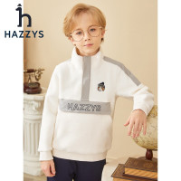 HAZZYS 哈吉斯 品牌童装男童卫衣冬新品儿童立领保暖舒适潮流卫衣 奶油色 145
