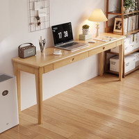 实采（SHICY）窄书桌宽家用电脑桌靠墙长条桌学习卧室桌子 【橡胶木-单桌】原木色 80x40x75cm