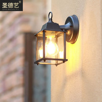 圣德艺 户外壁灯 现代防水创意阳台过道灯室外大门庭院花园别墅走廊楼梯灯 透明小方灯透明壁灯 配4瓦复古LED灯泡暖光