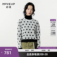 幻走（MOVEUP）假两件波点设计师短款毛衣女 白色 L