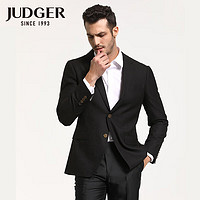 庄吉（Judger）秋冬男士毛料黑色西服外套时尚磨毛加厚全羊毛西装 黑色 185/112C